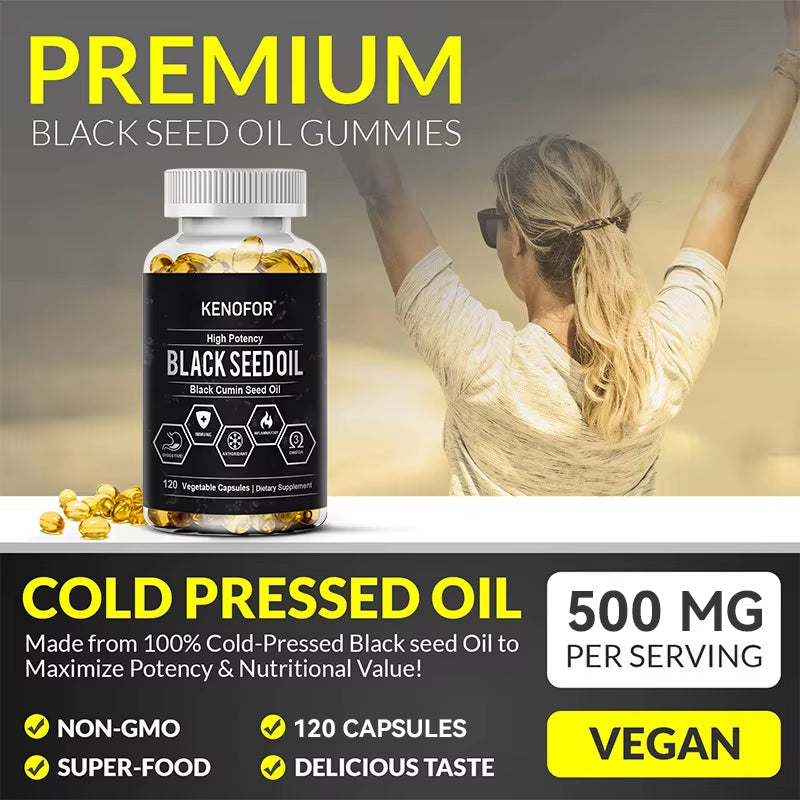 Black Seed Oil Capsules - Support Overall Health,Immune System, Support Promotes Respiratory Health, Digestive Health