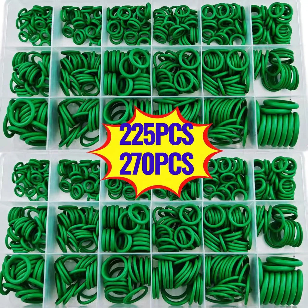 Black 225Pcs/Green 270Pcs Rubber O-Ring Gasket High Quality Car Air Conditioning System Gasket Universal Washer Assortment