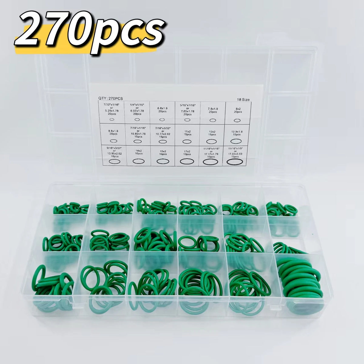 Black 225Pcs/Green 270Pcs Rubber O-Ring Gasket High Quality Car Air Conditioning System Gasket Universal Washer Assortment