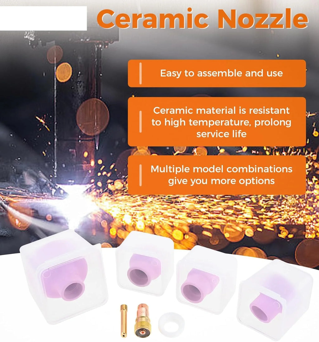 Ceramic Welding Cup Set #12#14#16#24 Tig Welding Cups Alumina Torch Gas Lens Kit Industrial Supplies WP‑17/18/26 1.6