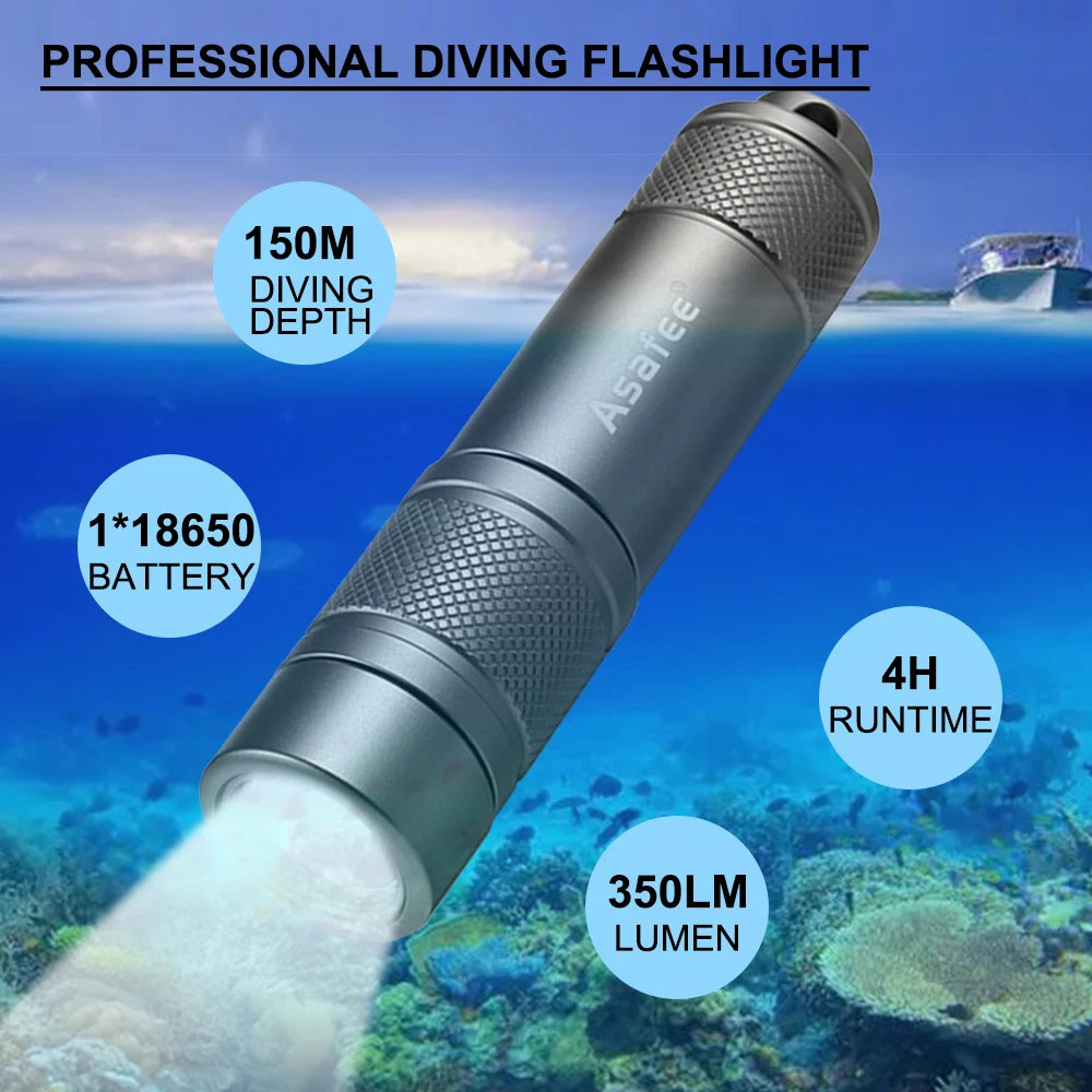 AF11 XPG LED Small Diving Flashlight Waterproof IPX8 Diving Dive Lamp Scuba Backup Diver Torch Light