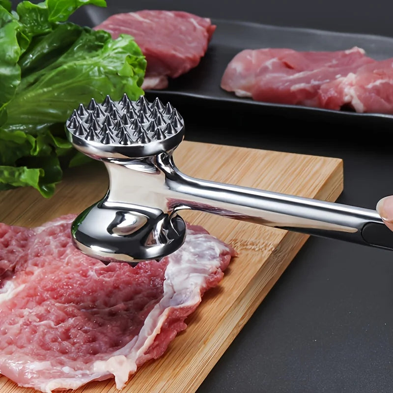 Meat Tenderizer Hammer Metal Kitchen Mallet with with Non-Slip Grip, Dual-Sided Meat Pounder for Tenderizing Chicken, Beef, Pork