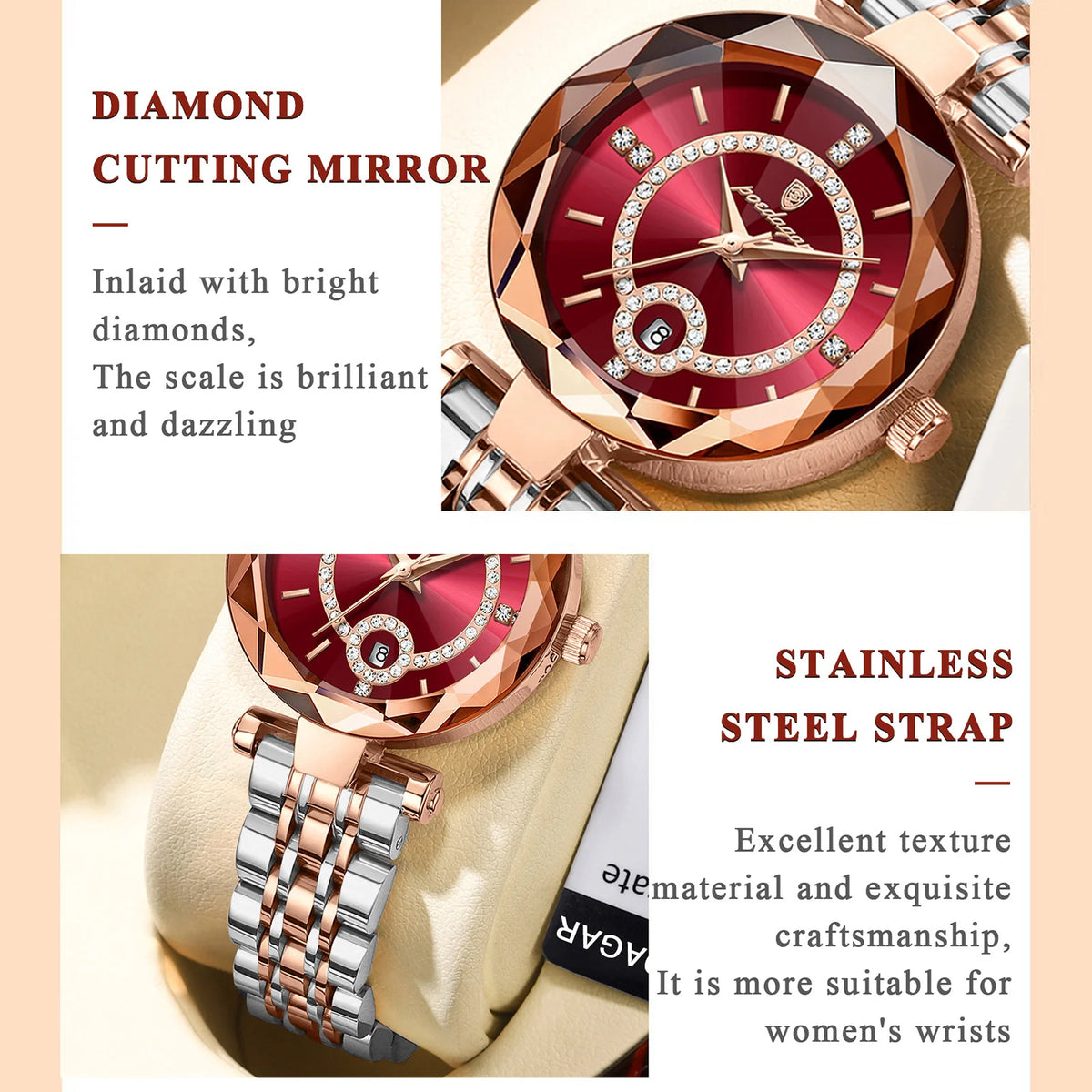High Quality Exquisite Wristwatch for Woman Waterproof Stainless Steel Date Quartz Ladies Watch Elegant Women'S Watches