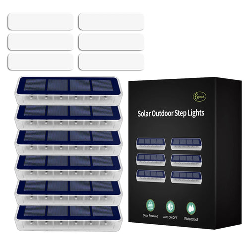 4 Pcs Solar Deck Lights LED Outdoor Lighting Garden Step Waterproof for Stairs Patio Pathway Yard Fence Wall Lamp