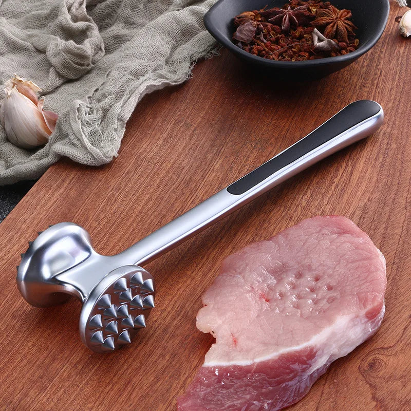 Meat Tenderizer Hammer Metal Kitchen Mallet with with Non-Slip Grip, Dual-Sided Meat Pounder for Tenderizing Chicken, Beef, Pork