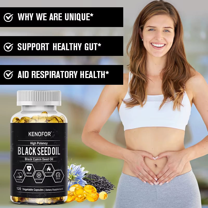 Black Seed Oil Capsules - Support Overall Health,Immune System, Support Promotes Respiratory Health, Digestive Health