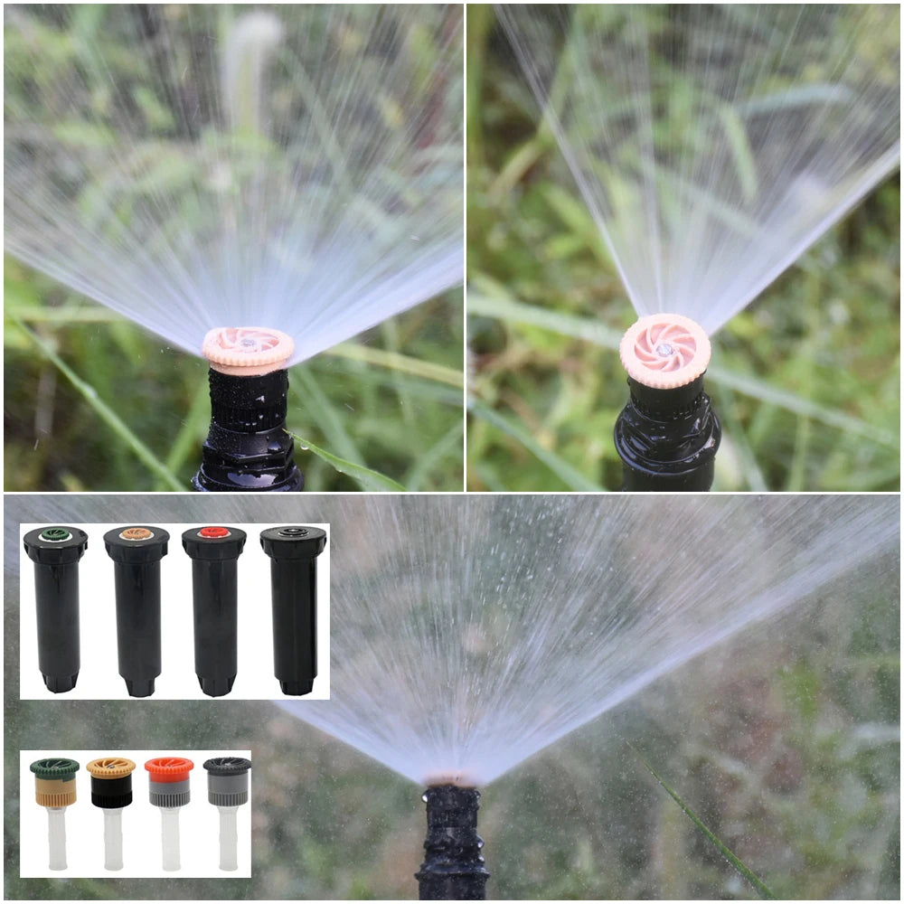 Garden Lawn Popup Sprinkler 90/180/360 Degree Rotation Sprinkler Adjustable Replacement Scattering Nozzles for Irrigation