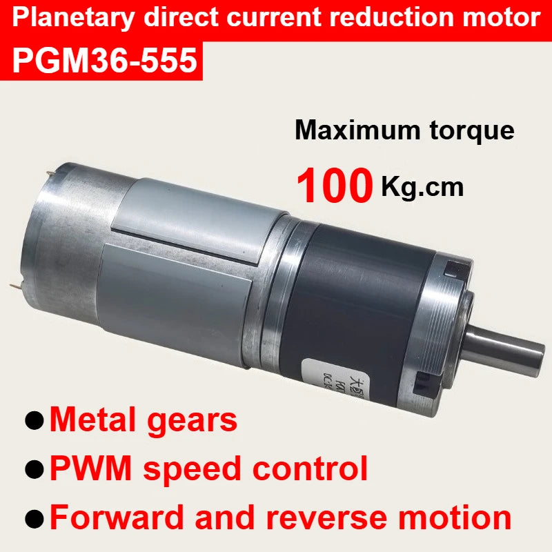 1Pc 12V 24V 15W Planetary Gear DC Reduction Motor 36MM Large Torque PGM36-555 Adjustable Speed CW CCW Small Motor