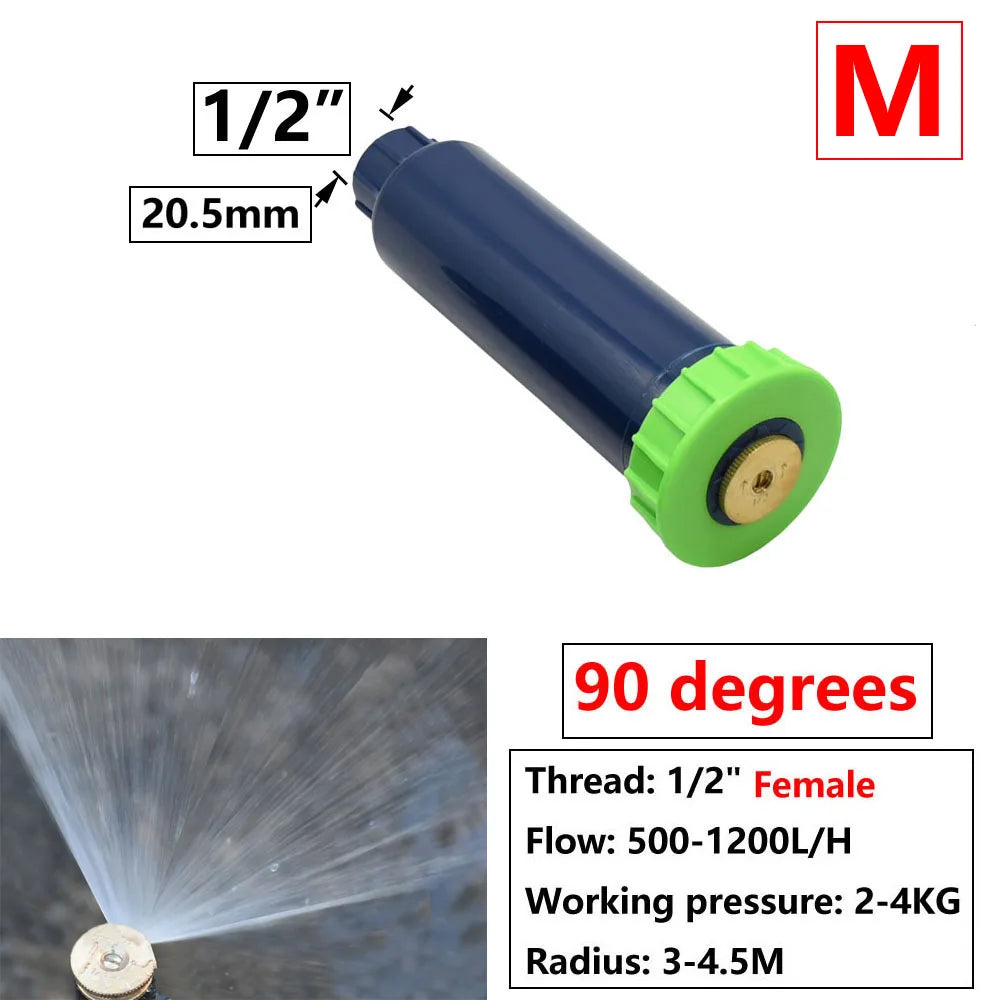 Garden Lawn Popup Sprinkler 90/180/360 Degree Rotation Sprinkler Adjustable Replacement Scattering Nozzles for Irrigation