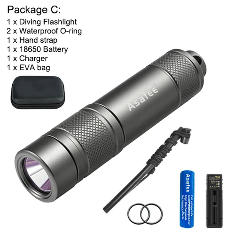 AF11 XPG LED Small Diving Flashlight Waterproof IPX8 Diving Dive Lamp Scuba Backup Diver Torch Light