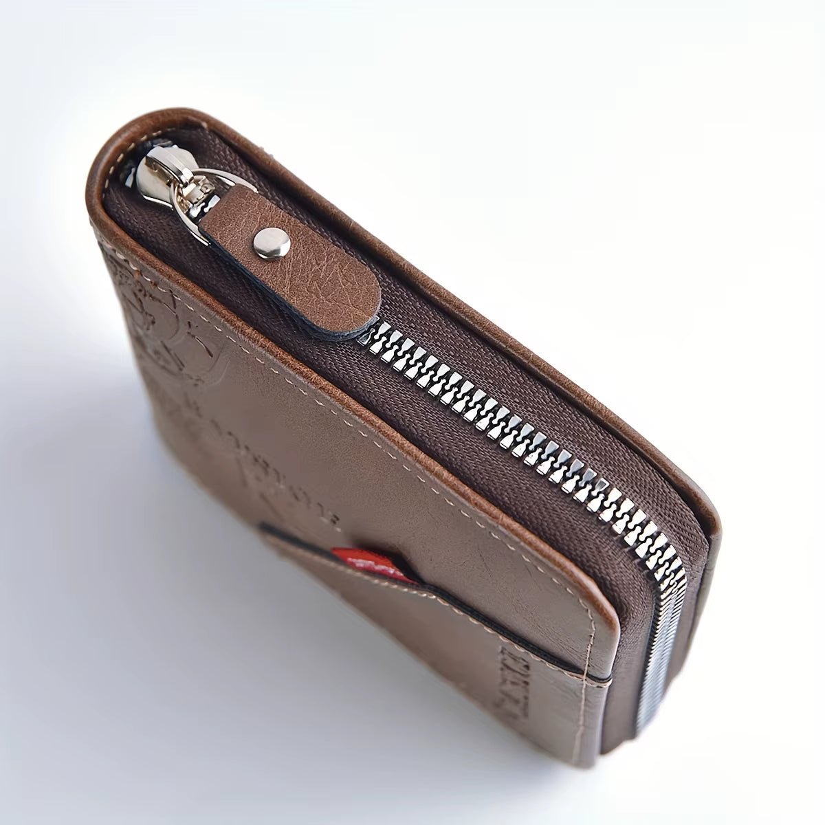 Men'S Wallet Made of PU Wax Oil Skin Purse for Men Coin Purse Short Male Card Holder Wallets Zipper around Money Coin Purse