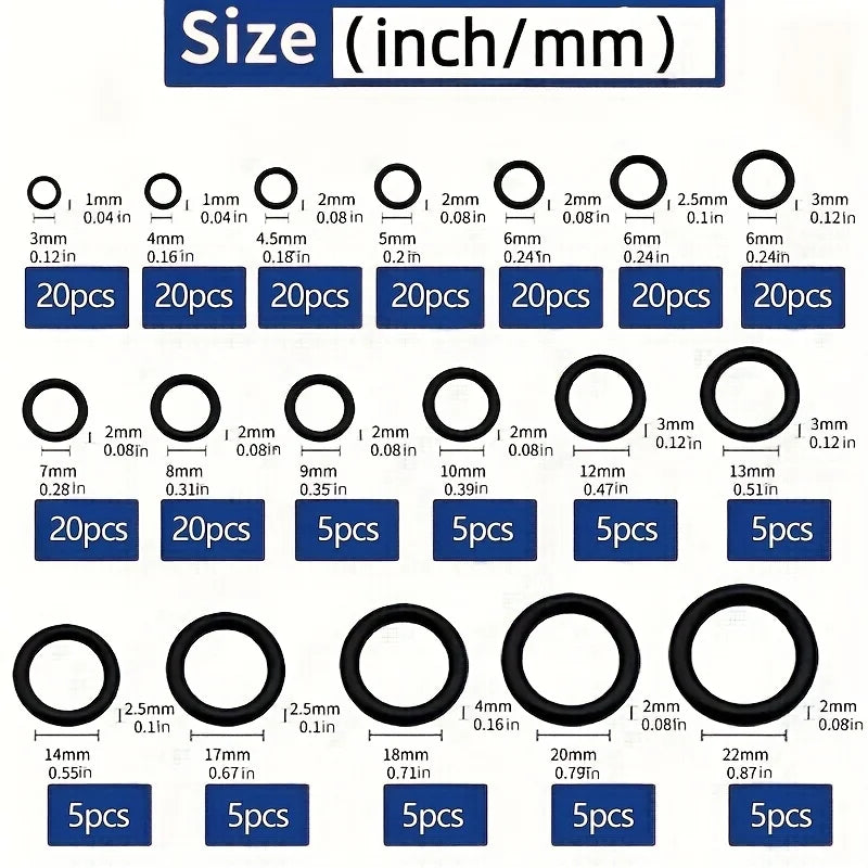 Black 225Pcs/Green 270Pcs Rubber O-Ring Gasket High Quality Car Air Conditioning System Gasket Universal Washer Assortment