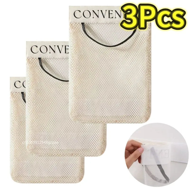 Wall Mount Mesh Storage Bag Garbage Bags Holder Plastic Shopping Bags Dispenser Sundries Bag Net Storage Grocery Bags Organizer