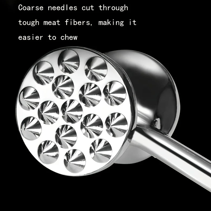 Meat Tenderizer Hammer Metal Kitchen Mallet with with Non-Slip Grip, Dual-Sided Meat Pounder for Tenderizing Chicken, Beef, Pork