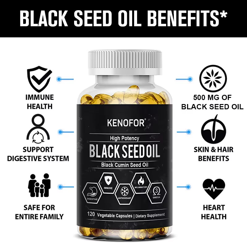 Black Seed Oil Capsules - Support Overall Health,Immune System, Support Promotes Respiratory Health, Digestive Health