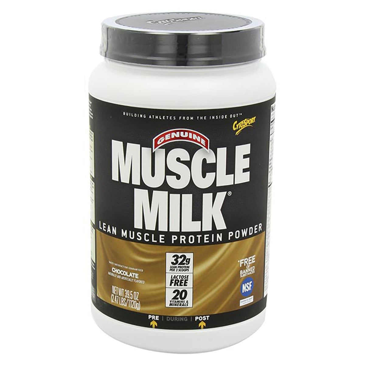 Genuine Protein Powder, Chocolate, 2.47 Pound, 16 Servings, 32G Protein, 3G Sugar, Calcium, Vitamins A, C & D, NSF Certified for Sport, Energizing Snack, Packaging May Vary