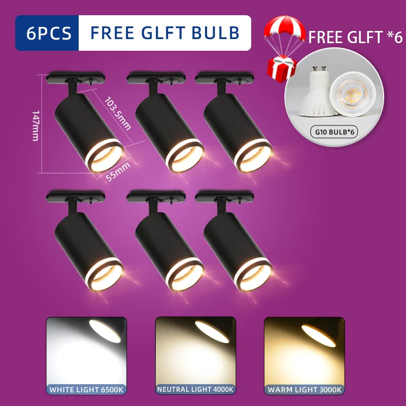 Led Track Light 85-265V COB Ceiling Track Lamp Rail Lighting System Set Rails Spot for Clothing Shop Living Room Store Home