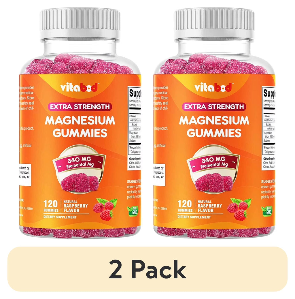 (2 Pack)  Extra Strength Magnesium Gummies, Supports Nerve Health, Bone Health, Muscle Health - 120 Gummies