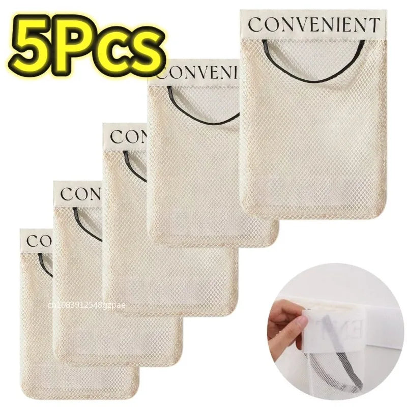 Wall Mount Mesh Storage Bag Garbage Bags Holder Plastic Shopping Bags Dispenser Sundries Bag Net Storage Grocery Bags Organizer