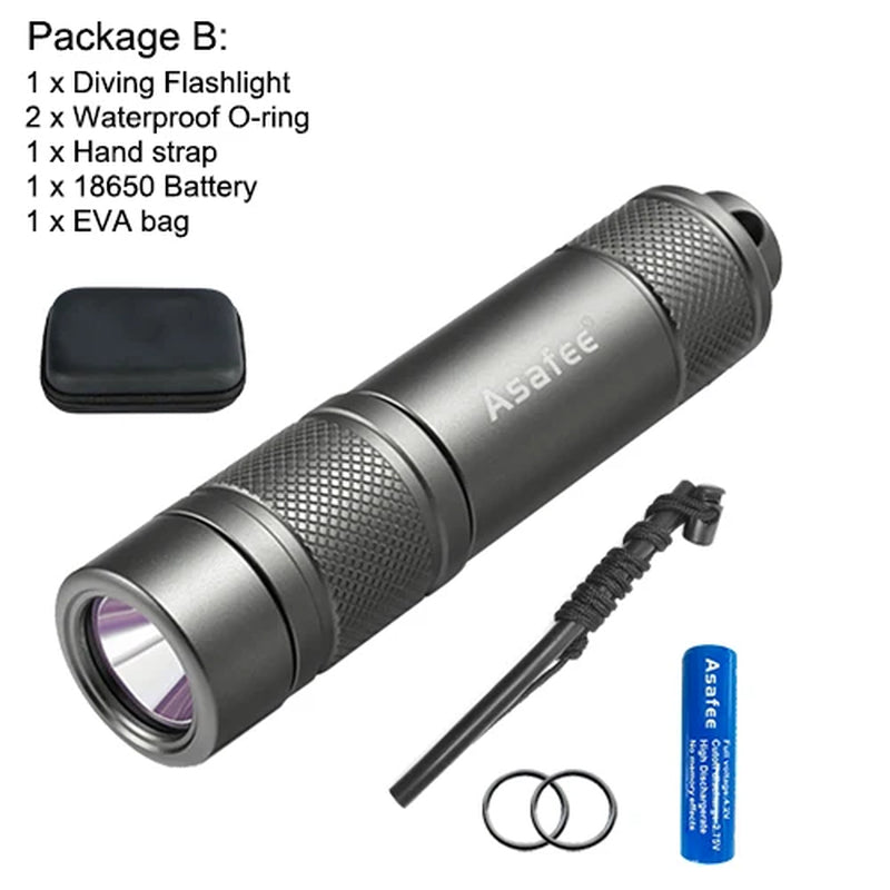 AF11 XPG LED Small Diving Flashlight Waterproof IPX8 Diving Dive Lamp Scuba Backup Diver Torch Light