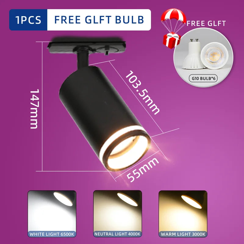 Led Track Light 85-265V COB Ceiling Track Lamp Rail Lighting System Set Rails Spot for Clothing Shop Living Room Store Home
