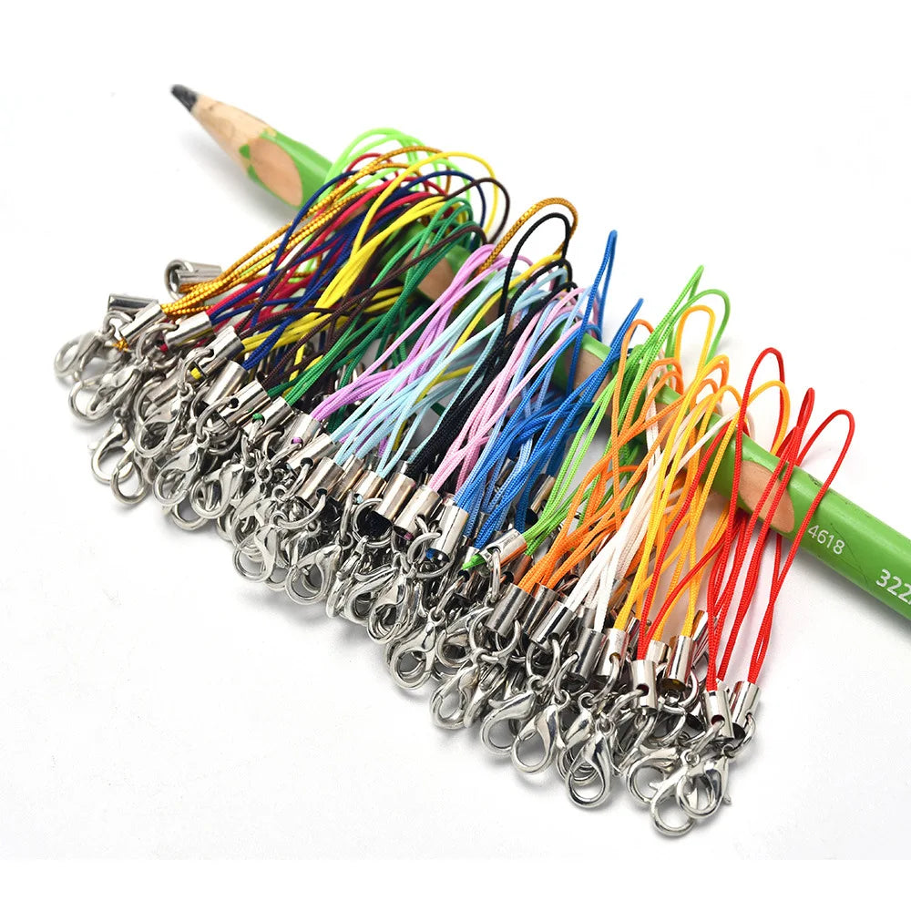 50Pcs Mix Color Lobster Clasp Cords Strap Charms Lanyard String Wrist for Cell Phone Flash Drives Keychain DIY Jewelry Accessory