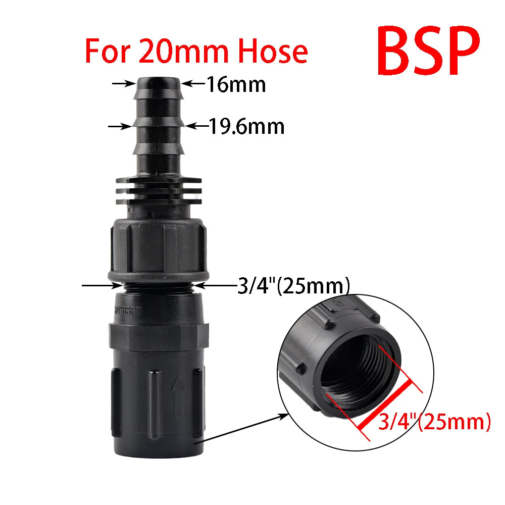 15-45 PSI Water Pressure Regulator Backflow Preventer 1/2 3/4 Inch Drip Irrigation Tubing Adapter Connects to Hose or Faucet