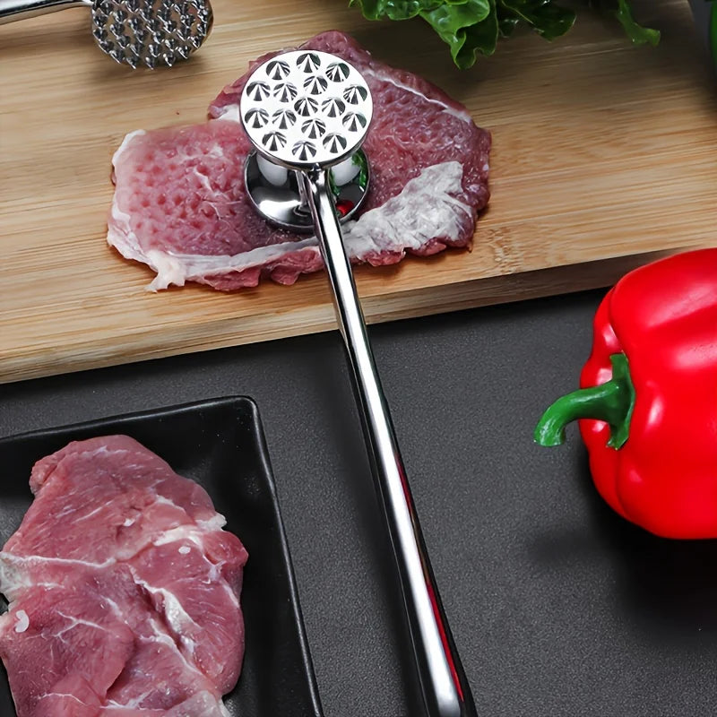 Meat Tenderizer Hammer Metal Kitchen Mallet with with Non-Slip Grip, Dual-Sided Meat Pounder for Tenderizing Chicken, Beef, Pork