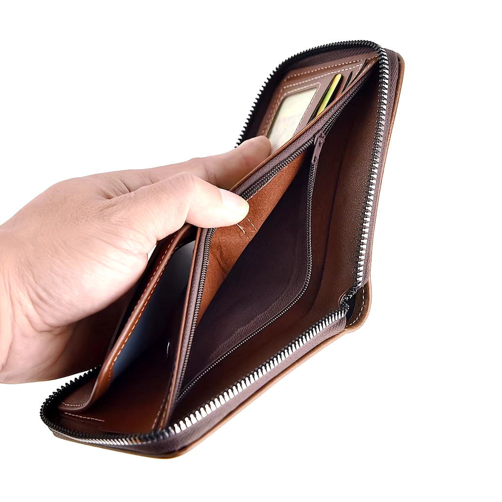 Men'S Wallet Made of PU Wax Oil Skin Purse for Men Coin Purse Short Male Card Holder Wallets Zipper around Money Coin Purse