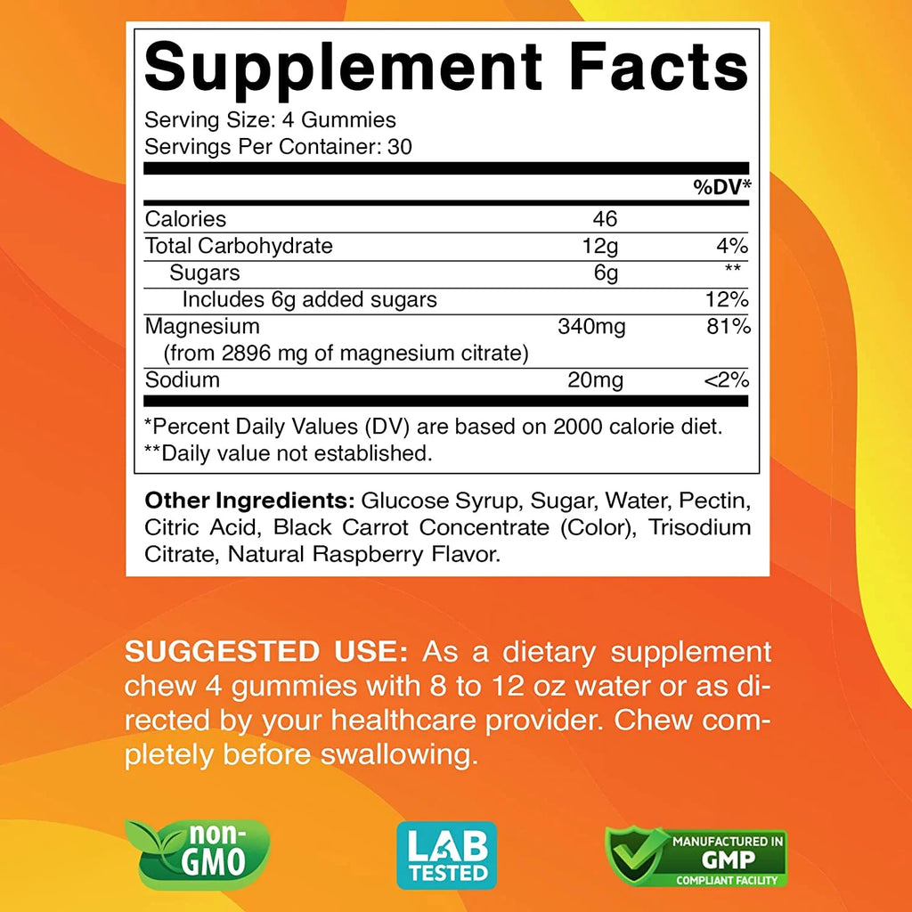 (2 Pack)  Extra Strength Magnesium Gummies, Supports Nerve Health, Bone Health, Muscle Health - 120 Gummies