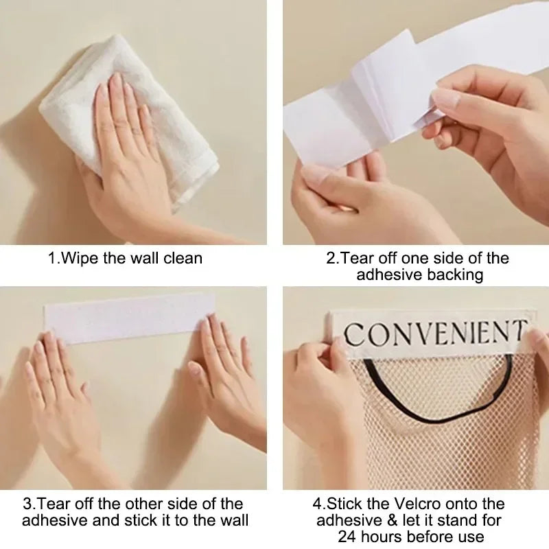Wall Mount Mesh Storage Bag Garbage Bags Holder Plastic Shopping Bags Dispenser Sundries Bag Net Storage Grocery Bags Organizer